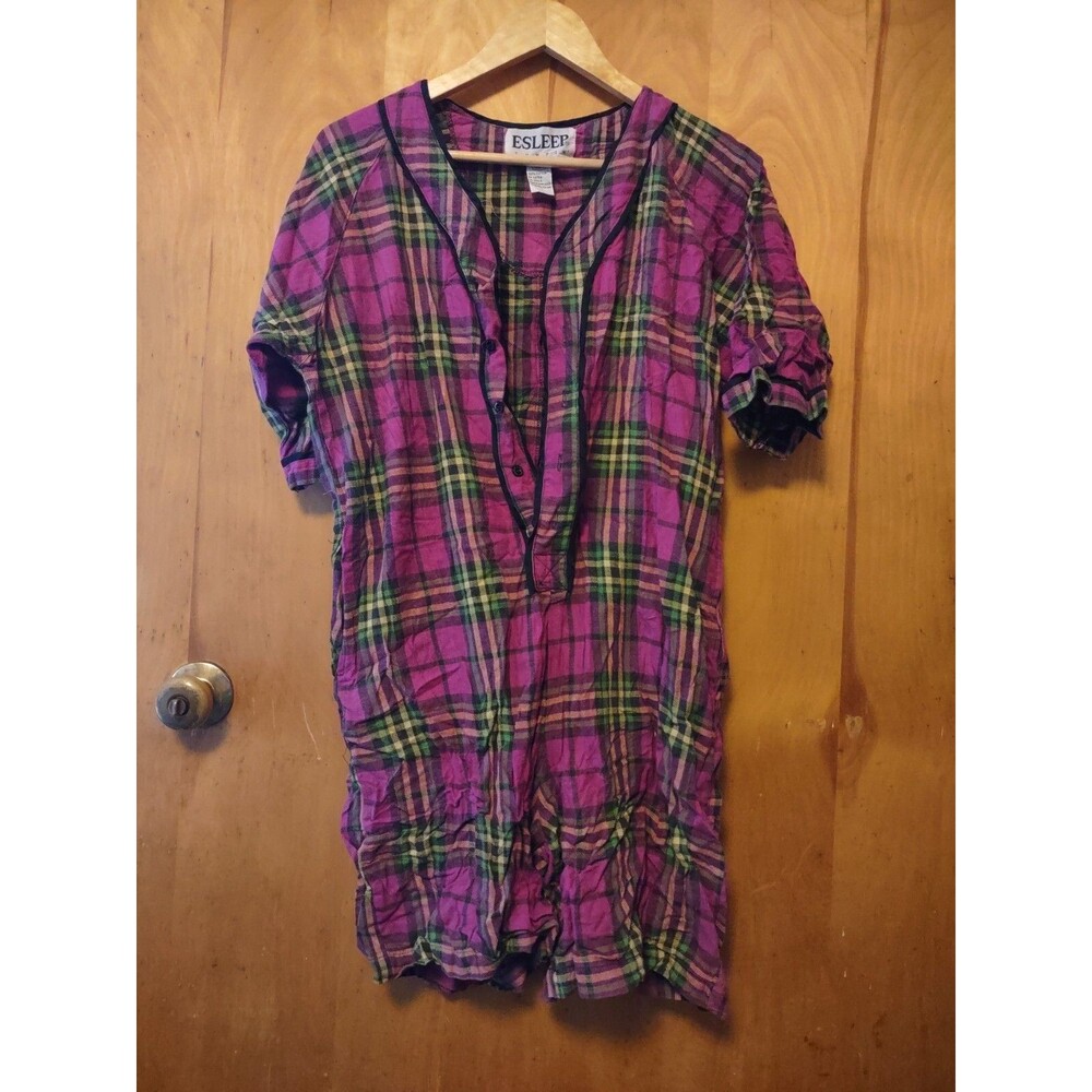 Vintage Esleep Jumpin Flannel Pajamas Women’s Small Purple Plaid One Piece